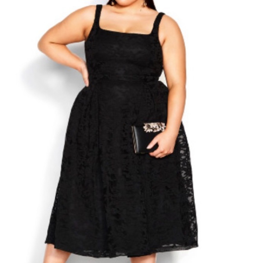 City Chic Black Midi Dress